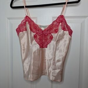 Vintage Victoria’s Secret Pink Red Lace Satin Camisole - Y2K Coquette Valentine